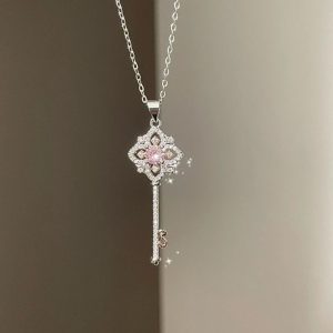 Elegant Crystal Key Pendant Necklace